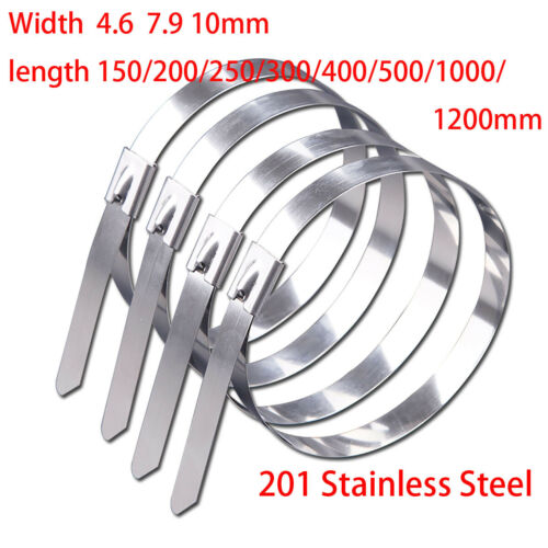Cable Ties 201 Stainless Steel Tie Wraps With Retainer Metal Buckle Hoop 土85°C