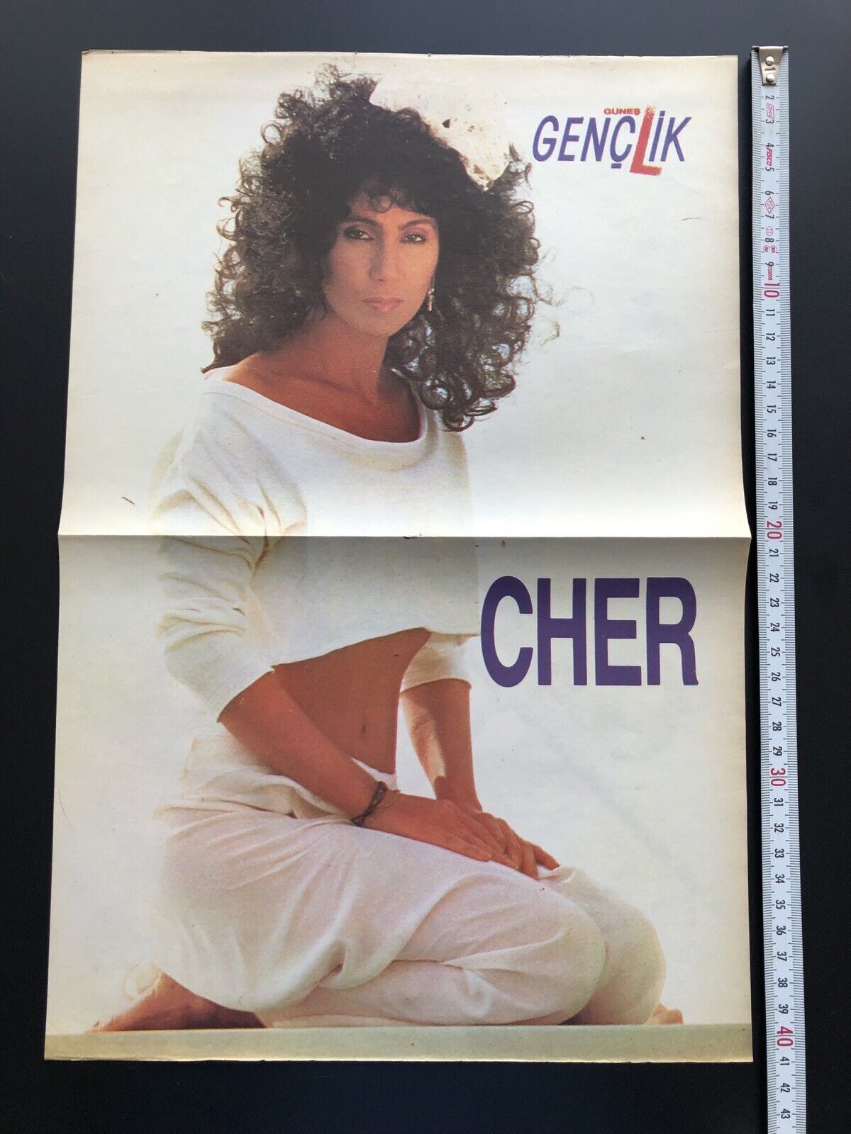 Cher B/w Alain Delon Turkish ‘90s Magazine Centerfold Poster