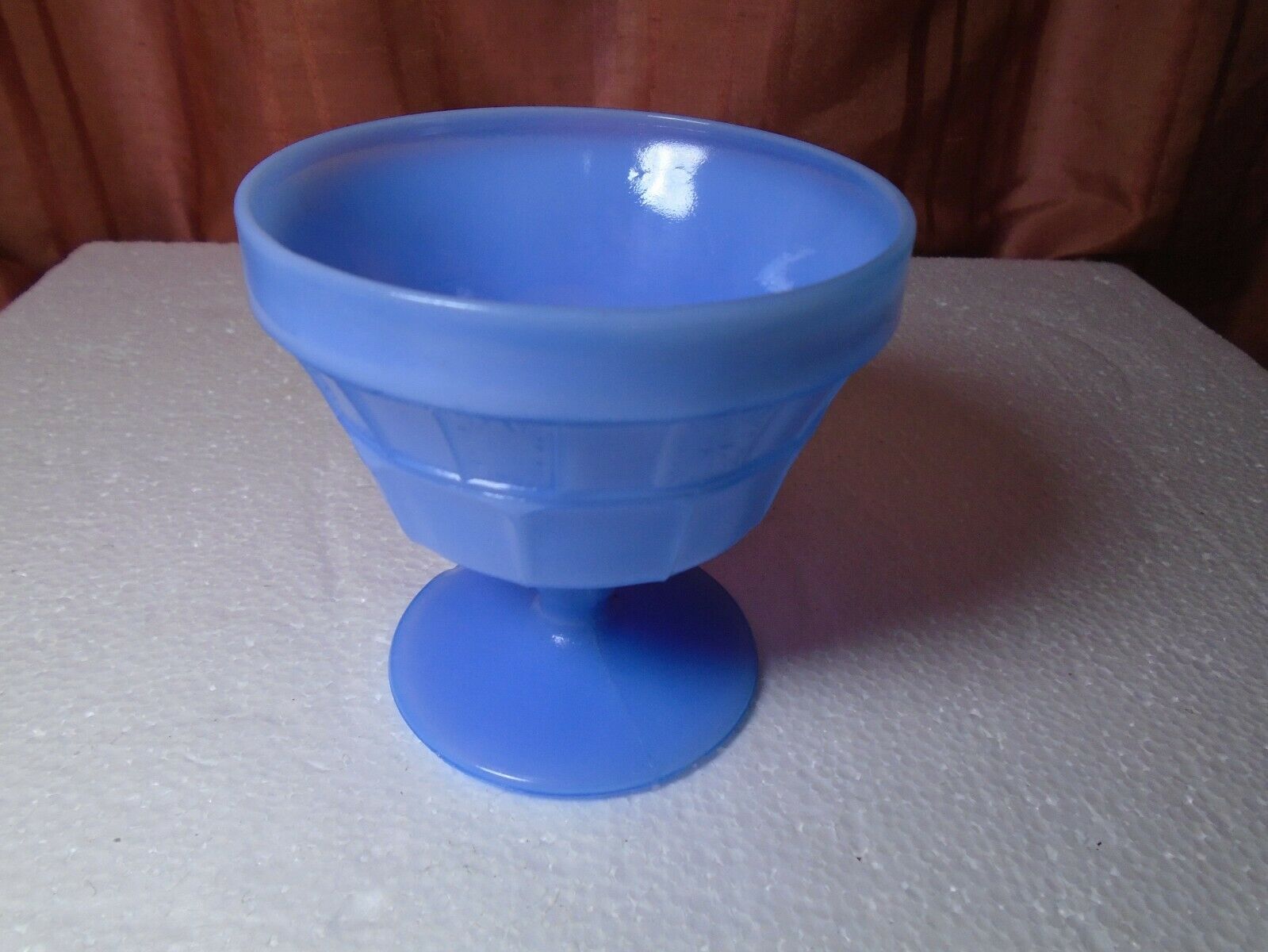 Vintage Jeannette Blue Opaline Doric Delphite Depression Glass Sherbet Cup