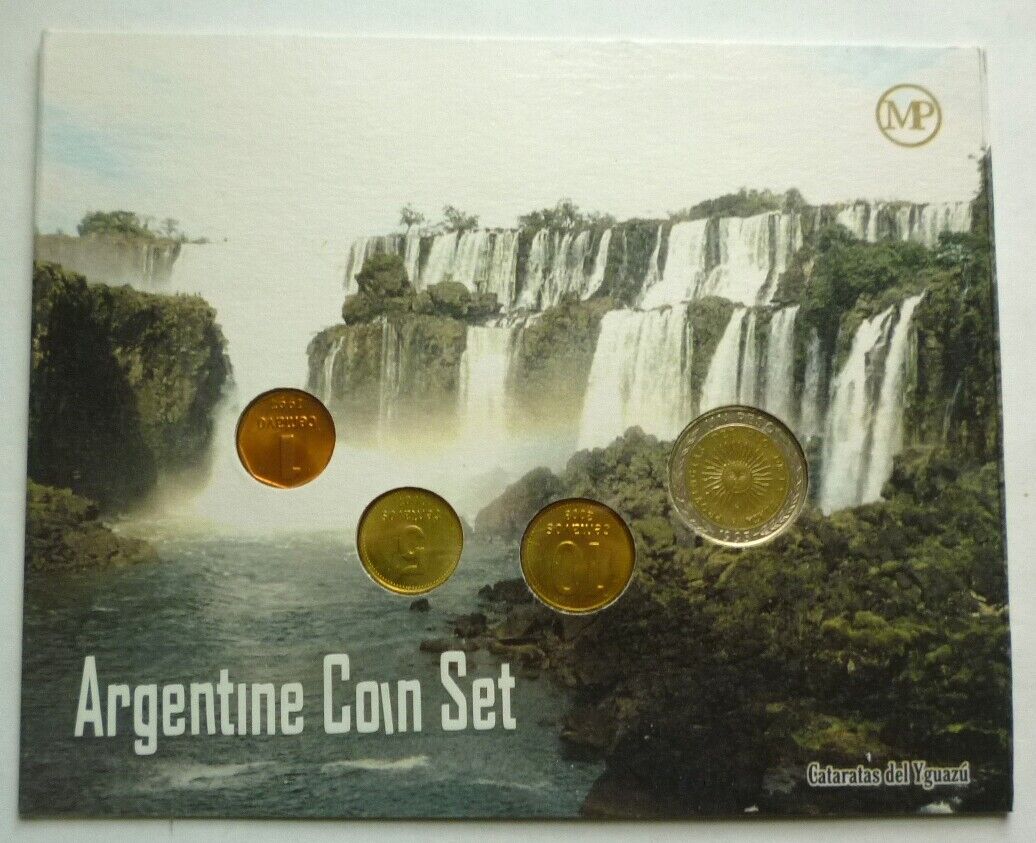 1997-2008 ARGENTINA - MINT UNC TYPE COIN SET (4) with BI-METAL PESO - BEAUTY