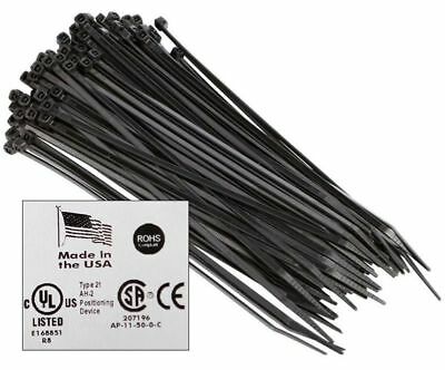50 - 1000pc 4" To 18" Made In Usa Industrial Black Wire Cable Tie Uv Nylon Wrap