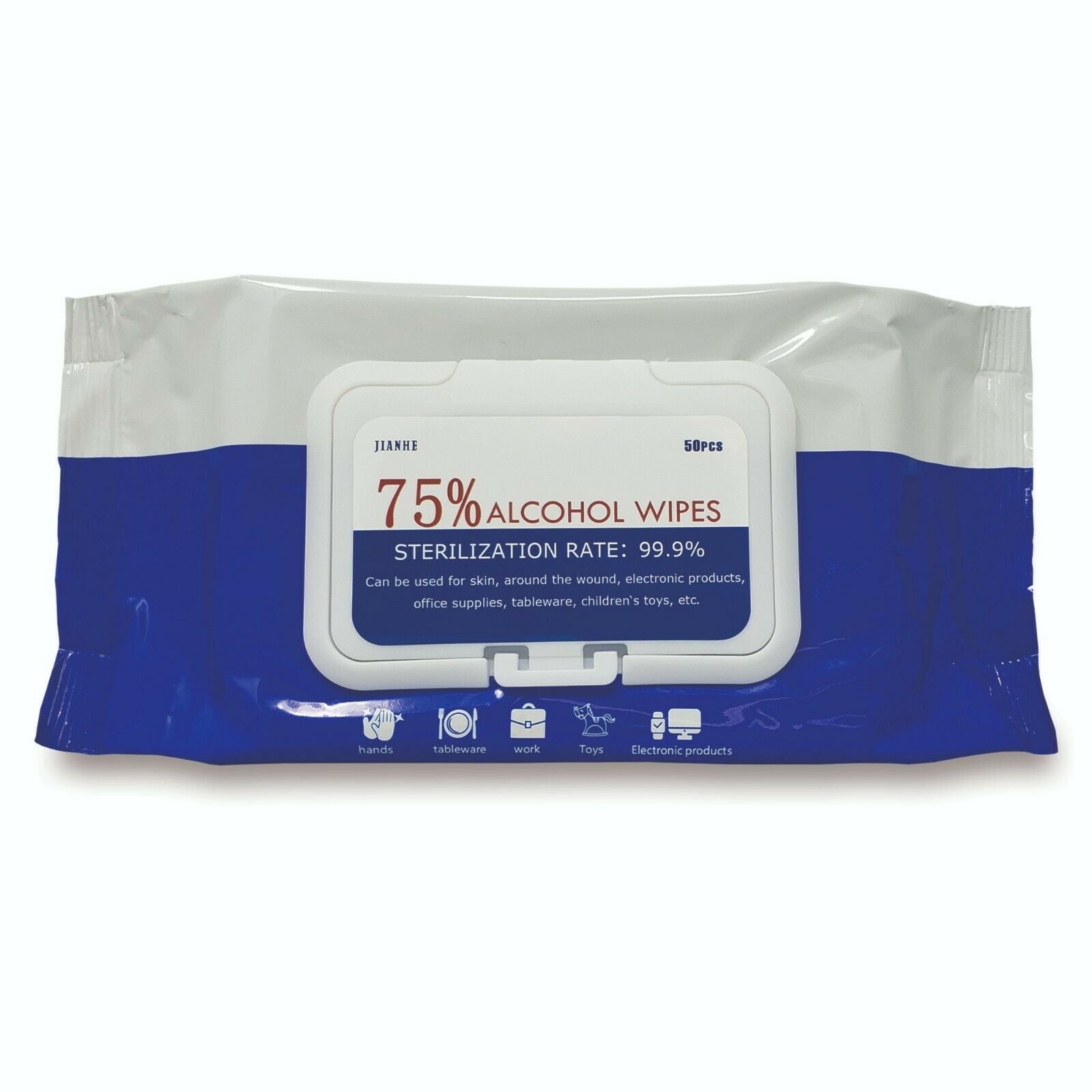 50Pack Premium Cleaning Wipes Disinfecting Sanitizing 75% Alcohol Multi-Purpose