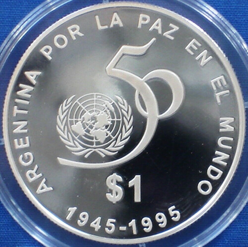 Argentina 1 Peso Silver Proof 1995 United Nations 50th Anniversary