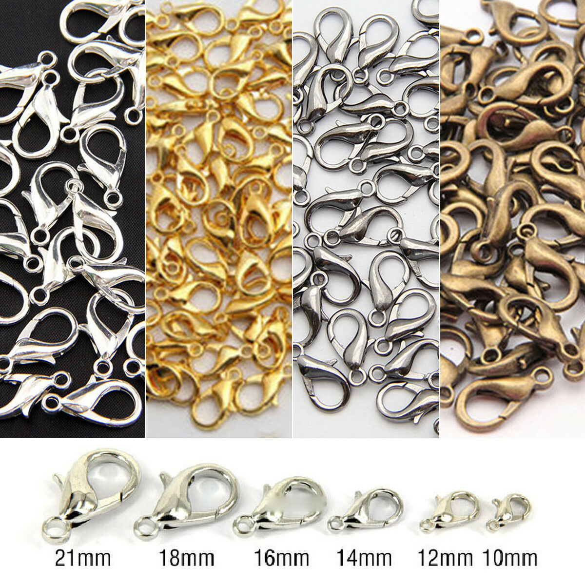 100PCS Jewelry Loose Lobster Claw Clasp Necklace Bracelet Making DIY 10/12/14mm