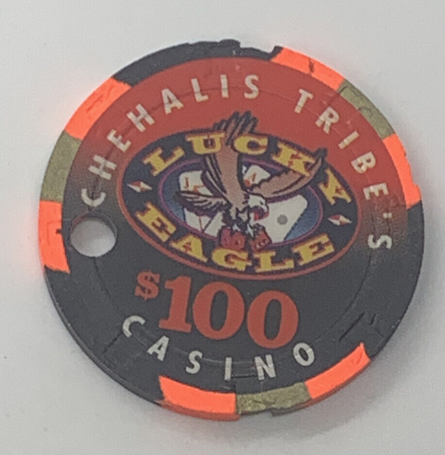Lucky Eagle Casino $100 Chip Washington Rochester Chehalis H&c Drilled Cancelled