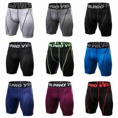 Mens Compression Shorts Gym Fitness Exercise Tight Workout Pants Body Shaper US