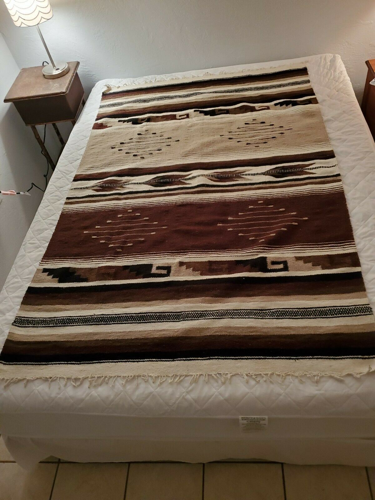 Estate American Indian Navajo Rug / Blanket 46 x 70 Earth Tones