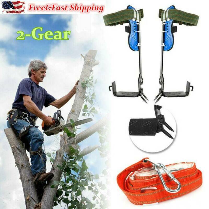 2-gear Tree Climbing Spike Set Safety Belt Adjustable Rope Lanyard Rescue Belt