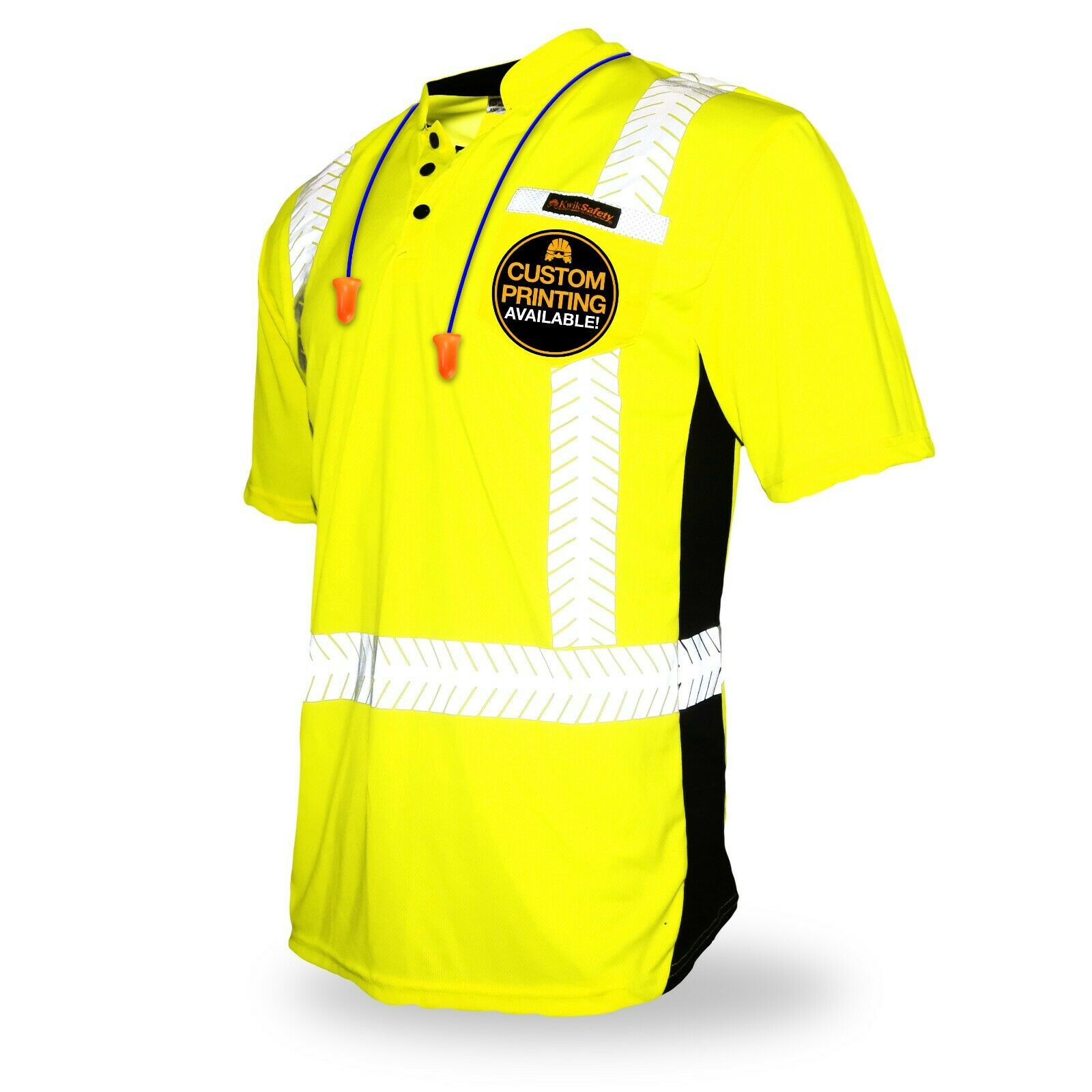 KwikSafety ESTIMATOR Hi Vis Reflective Short Sleeve ANSI Class 2 Safety Shirt