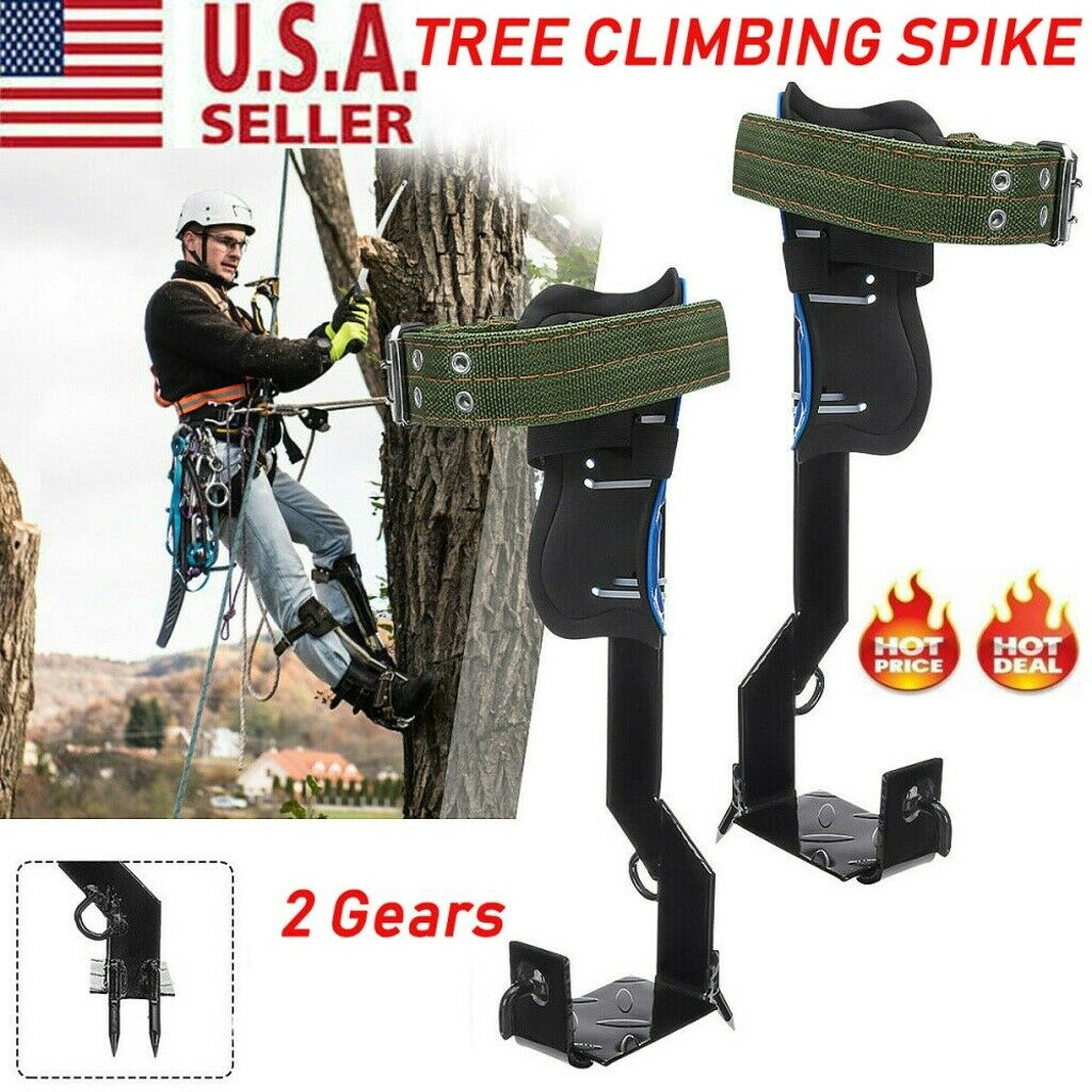 Tree Climbing Spike Set 2 Gears Safety Belt Adjustable Lanyard Rope Rescue Belt