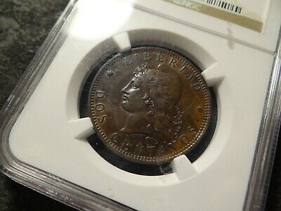 1891  Ngc Ms-63  Argentina Two 2 Cents Centavos Glossy Slabz