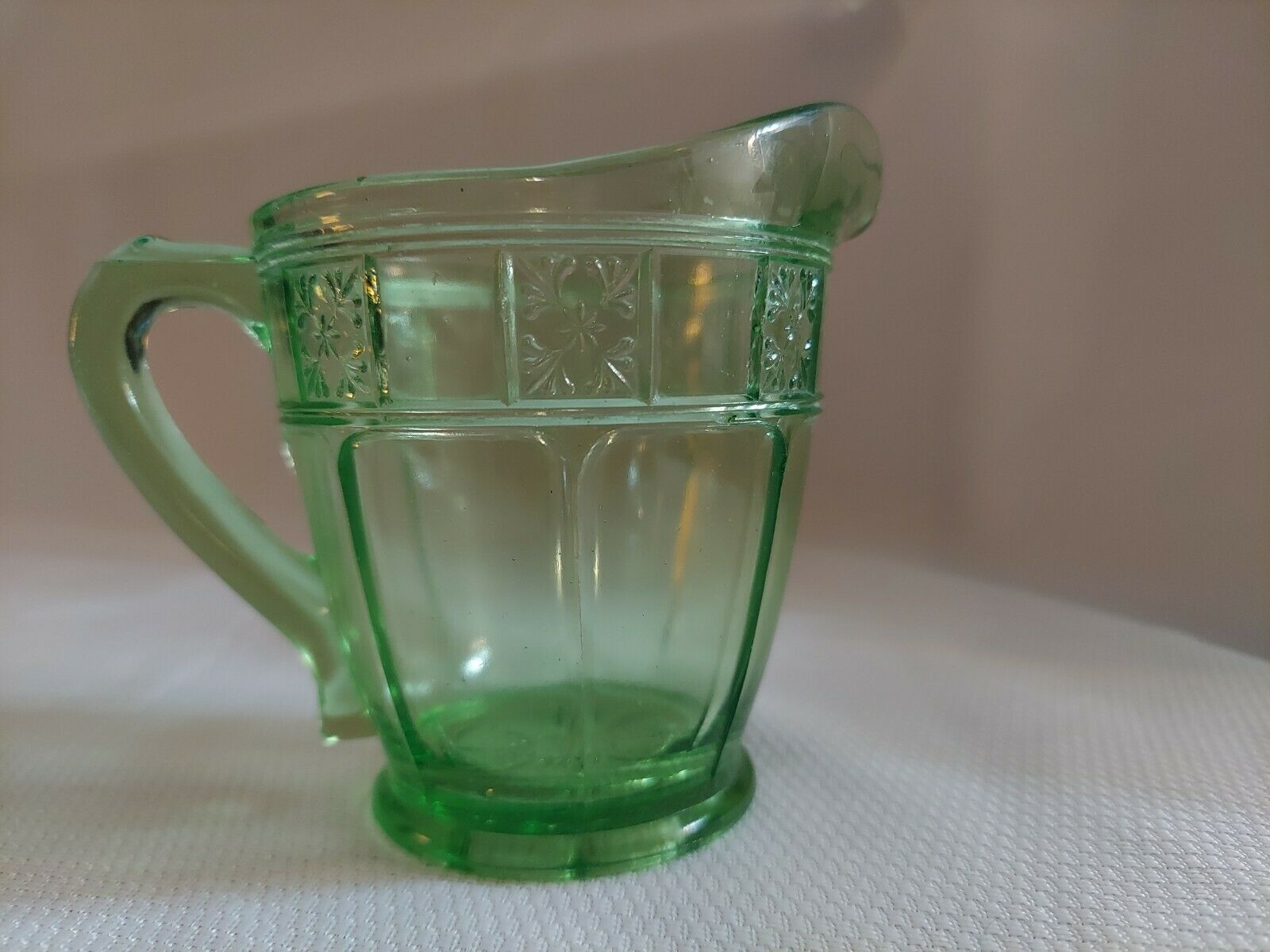 Vintage 1935- 38 Doric Green Jeanette Depression Glass Creamer