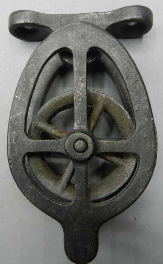Vintage R.I. Tool Co. Patented Galvanized Cast Iron Birdcage Pulley 5