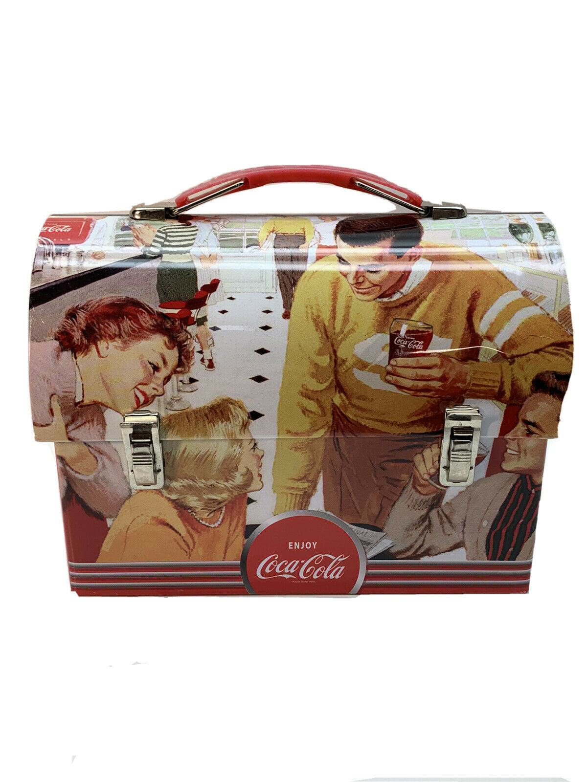 2009 Coca-cola Brand Tin Box Lunch Box Pail Steel Metal Some Minor Dents