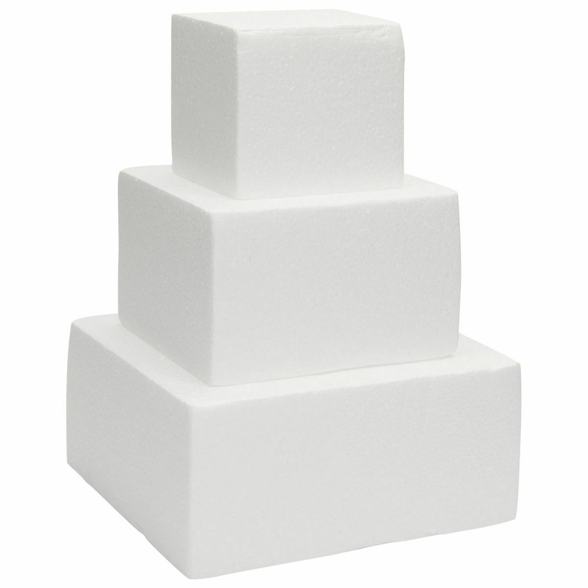 Small Square Foam Cake Dummy For Decorating And Wedding Display, 3 Tiers