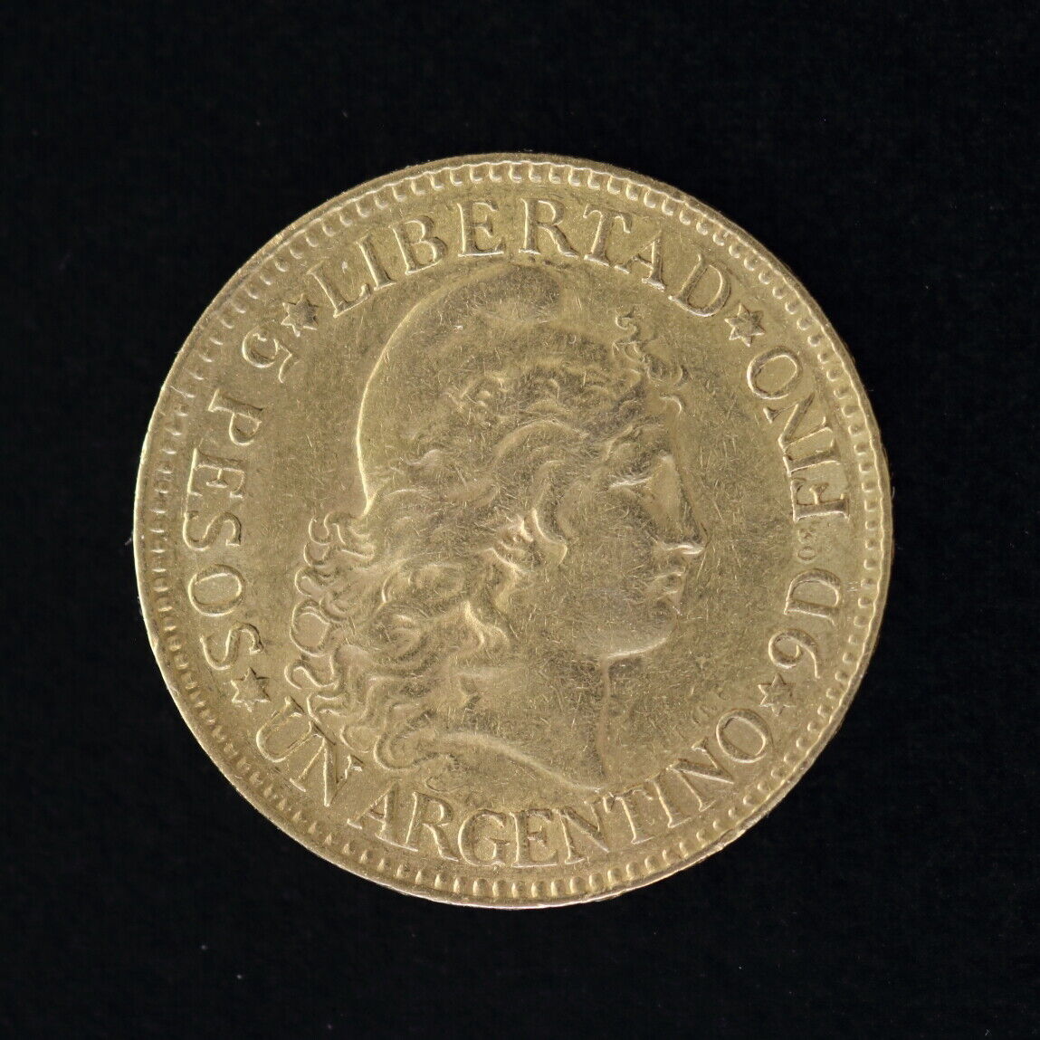 Argentina 1888 Gold 1 Argentino (5 Pesos) Xf-au