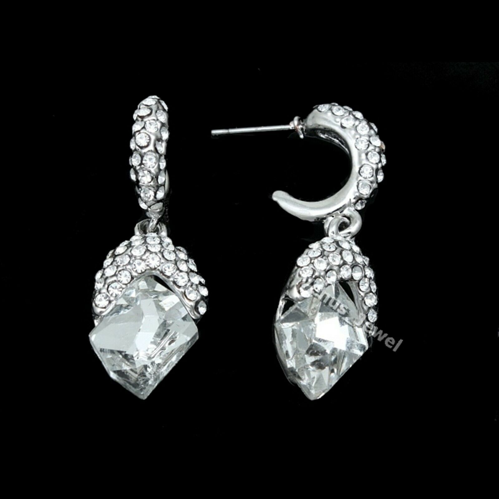 Half Hoop Dangle Crystal Rhinestone Crystal Earrings Ve548