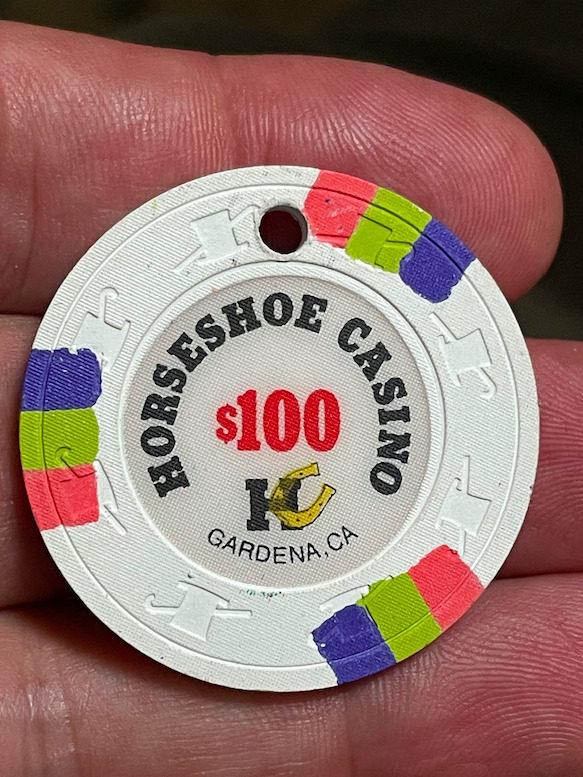 $100 Horseshoe Casino Gardena California Casino Chip Poker Manufacturer's Sample