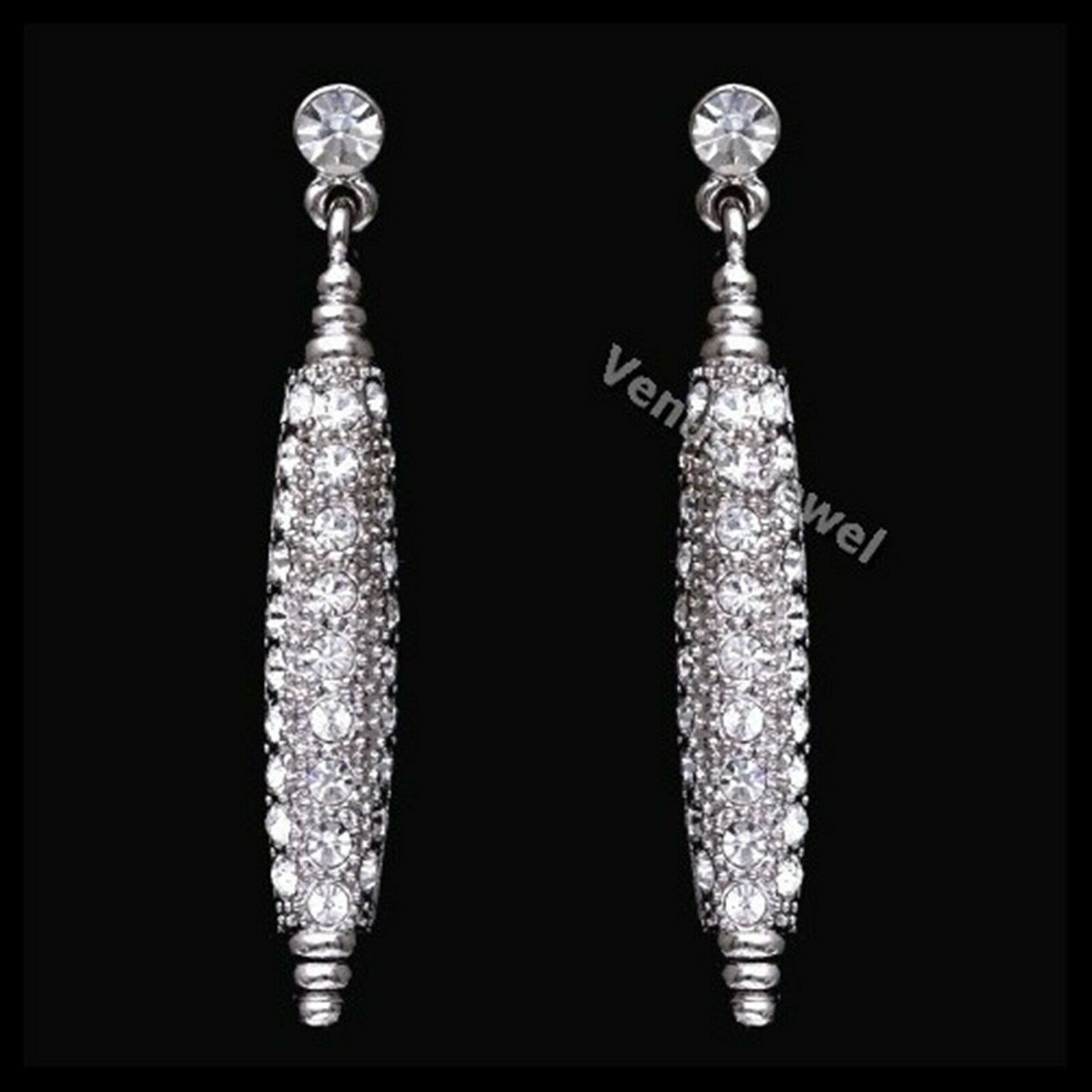 Clear Rhinestone Crystal Dangle Bridal Earrings Ve280