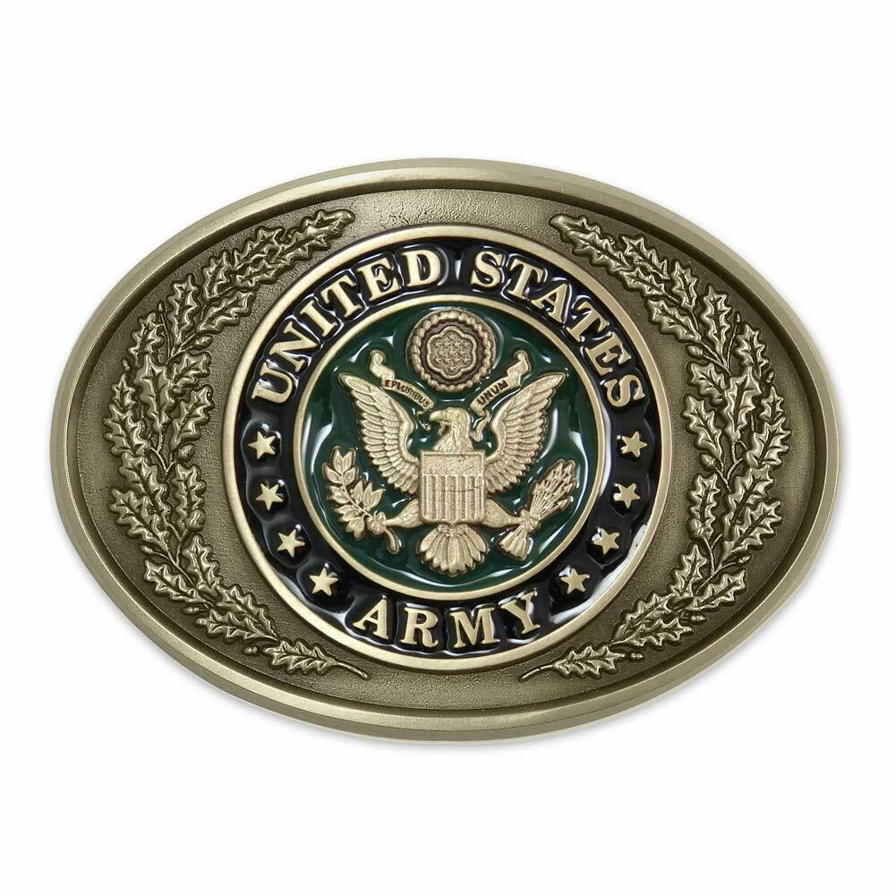 Indiana Metal Craft US ARMY Traditional Design Solid Brass Enamel Belt Buckle