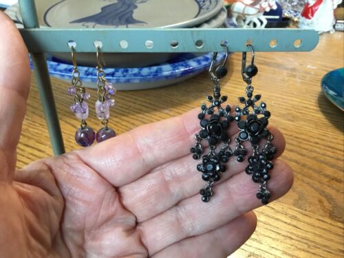 Antique Reproduction Black Dangle Earrings From England