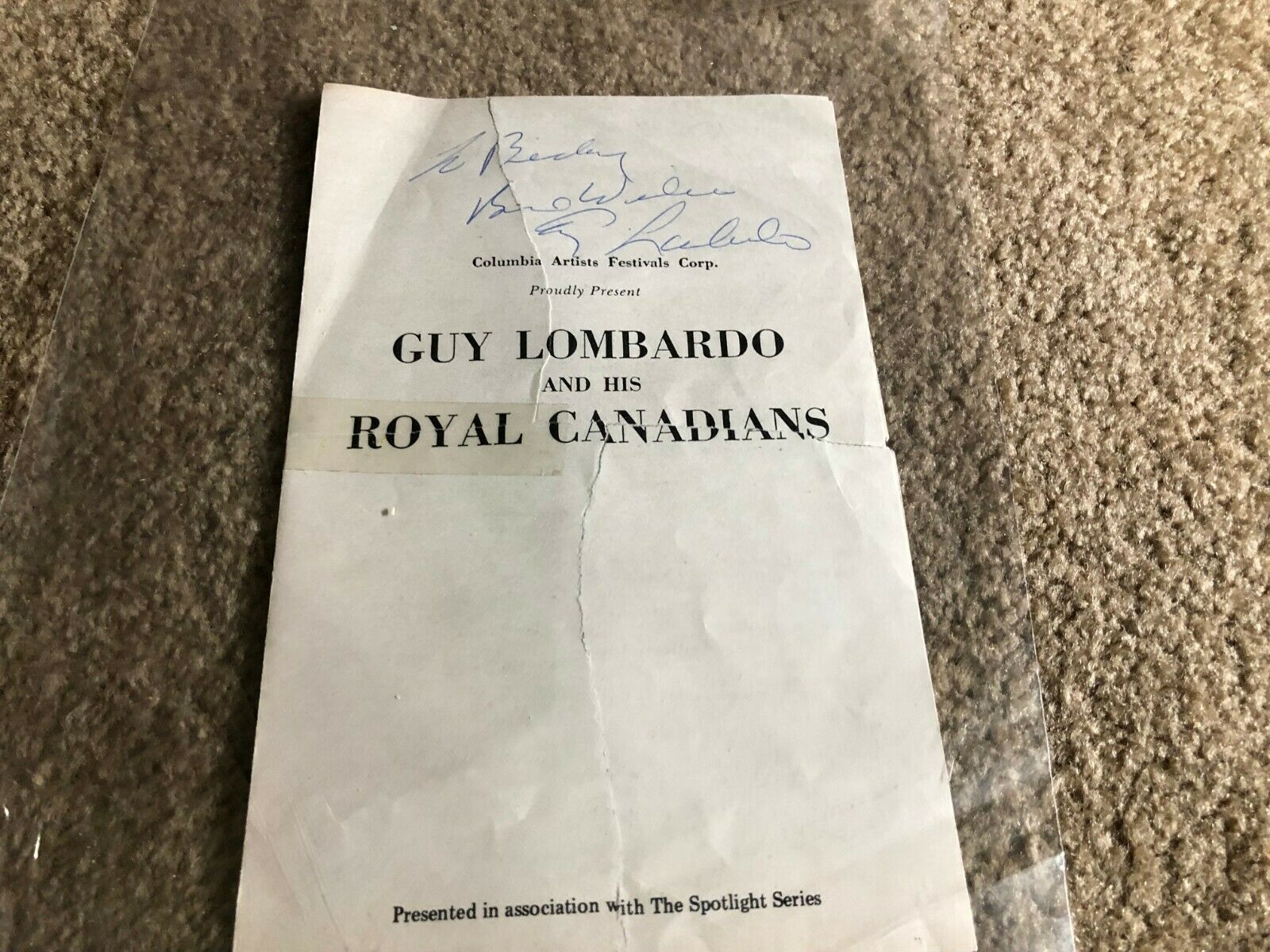 #misc3826 - Guy Lombardo Music Program W/autograph Signed